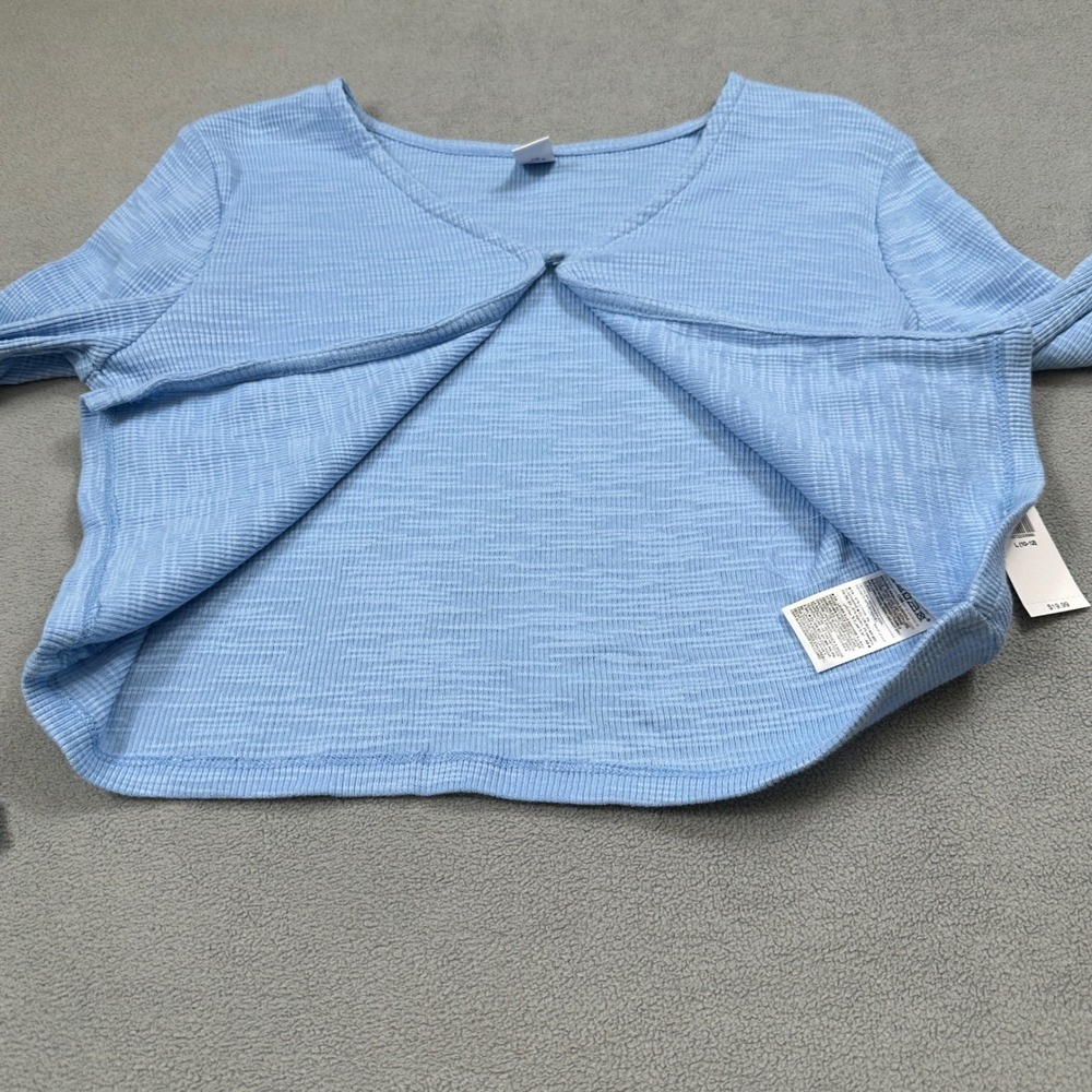 Old Navy Cardigan Sweater L 10/12 Kids Girls Blue Ribbed V-Neck Long Sleeve NWT - Picture 6 of 8